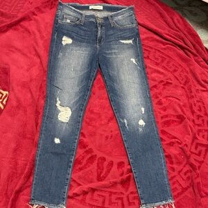 Flying Monkey Distressed Dark Blue Skinny Jeans